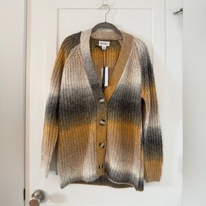 For the republic, button-down, gray/gold hombre Cardigan Sweater. Wool blend $78